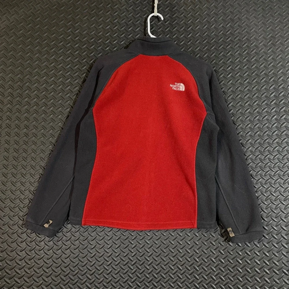 The North Face Red Gray Fleece Long Sleeve Full Zip Sweater Men's Size Small‎